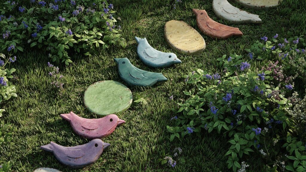 ceramic bird shaped stepping stones